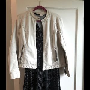 Cream faux leather not cropped jacket
